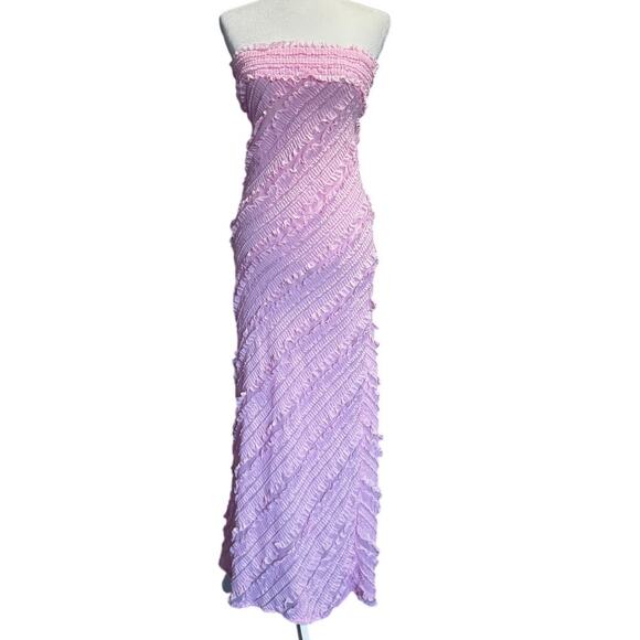 ENDLESS ROSE Ruffled Maxi Dress in Size Small Pink Pleated Chiffon - Picture 1 of 7